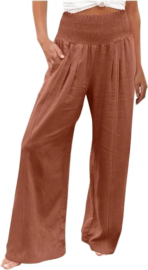 Cargo Pants for Women Winter Casual Business Slacks with Pockets Solid Color Elastic Waist