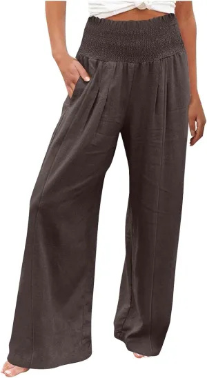 Cargo Pants for Women Winter Casual Business Slacks with Pockets Solid Color Elastic Waist