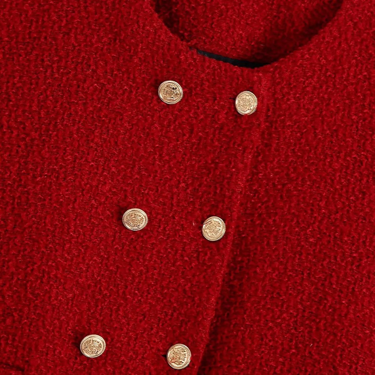 Casual Tweed Blazer Jacket for Women Cropped Open Front Button Down Collarless Coat Office Work Business Dress Jackets