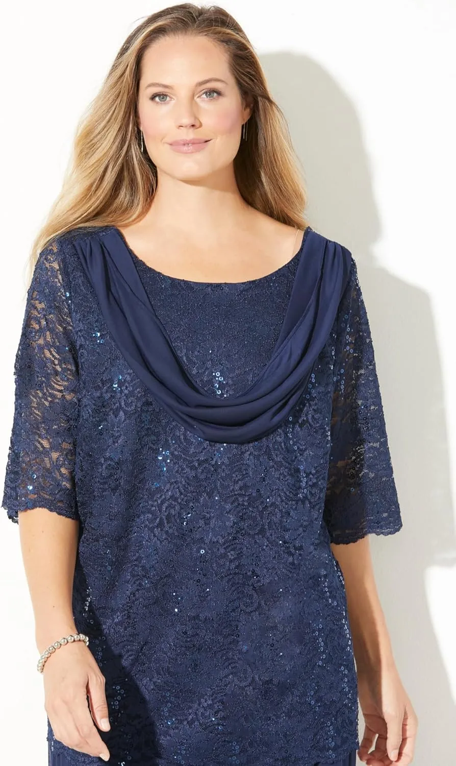 Catherines Women's Plus Size Sparkle & Lace Pant Set