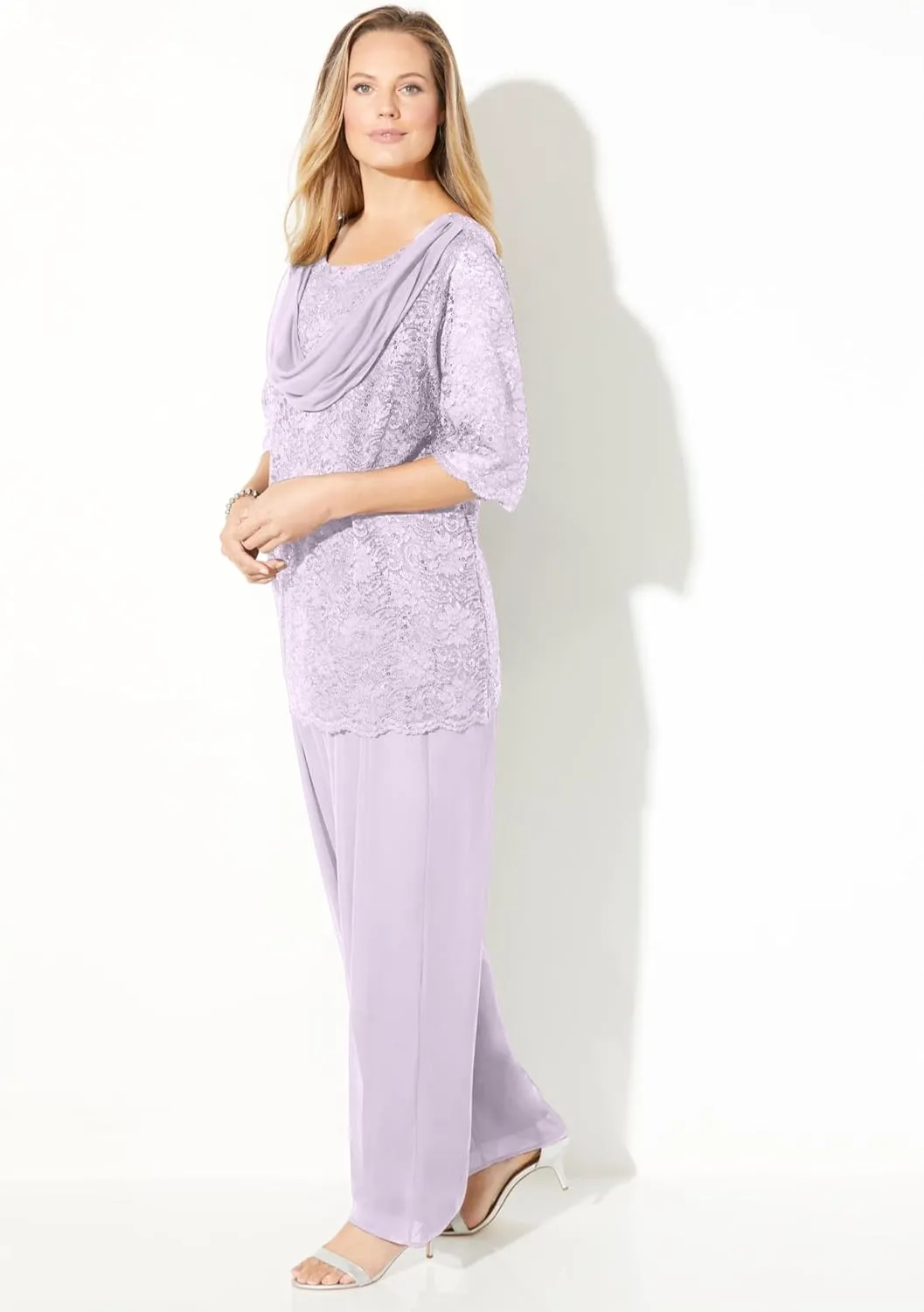 Catherines Women's Plus Size Sparkle & Lace Pant Set