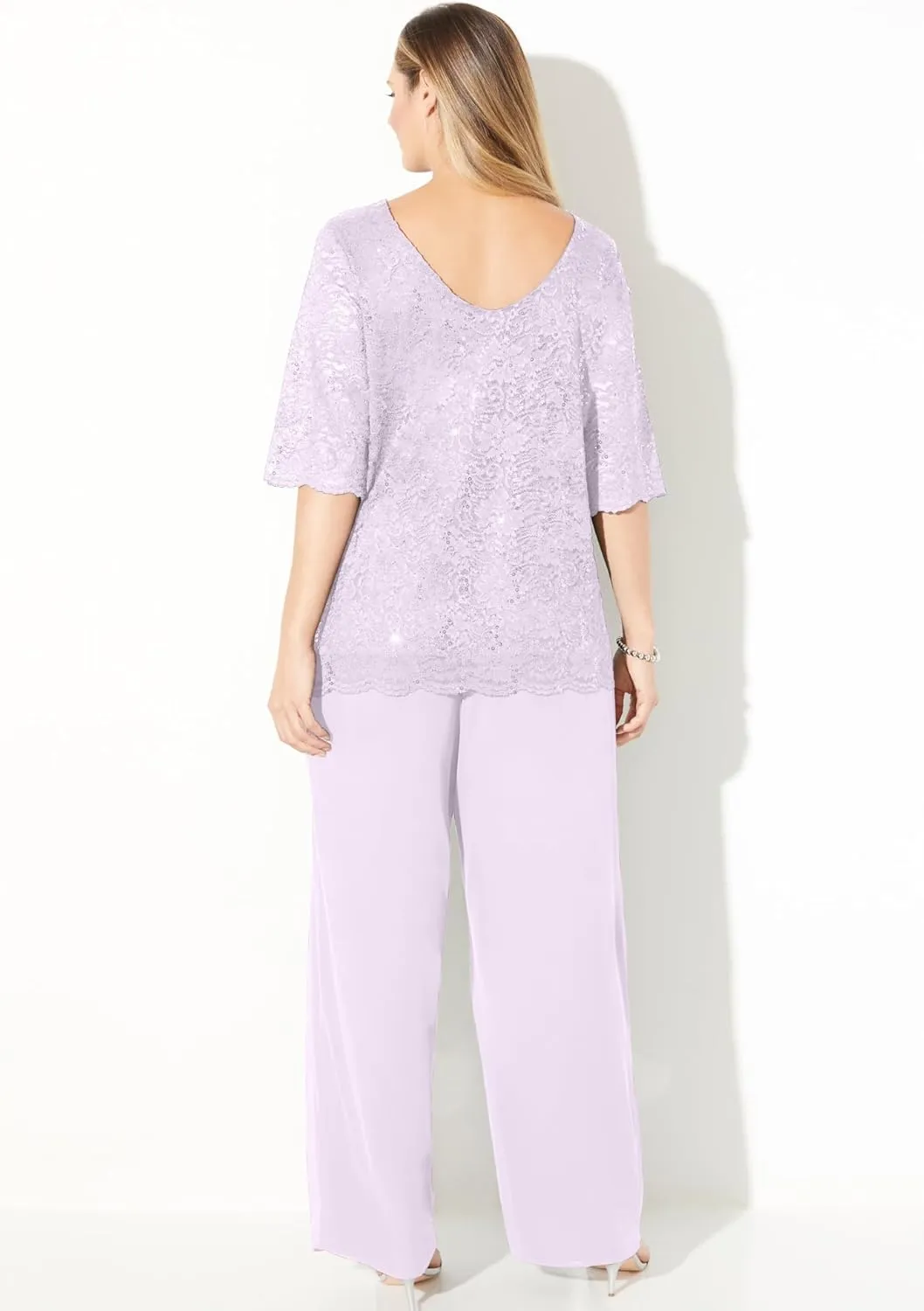 Catherines Women's Plus Size Sparkle & Lace Pant Set