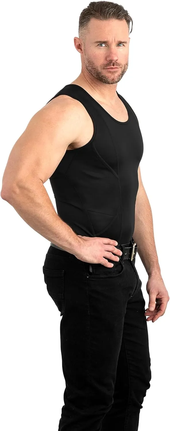 Concealed Carry Holster Tank Top | Quick Access Open Pocket with Large Storage | Mens Tank Top