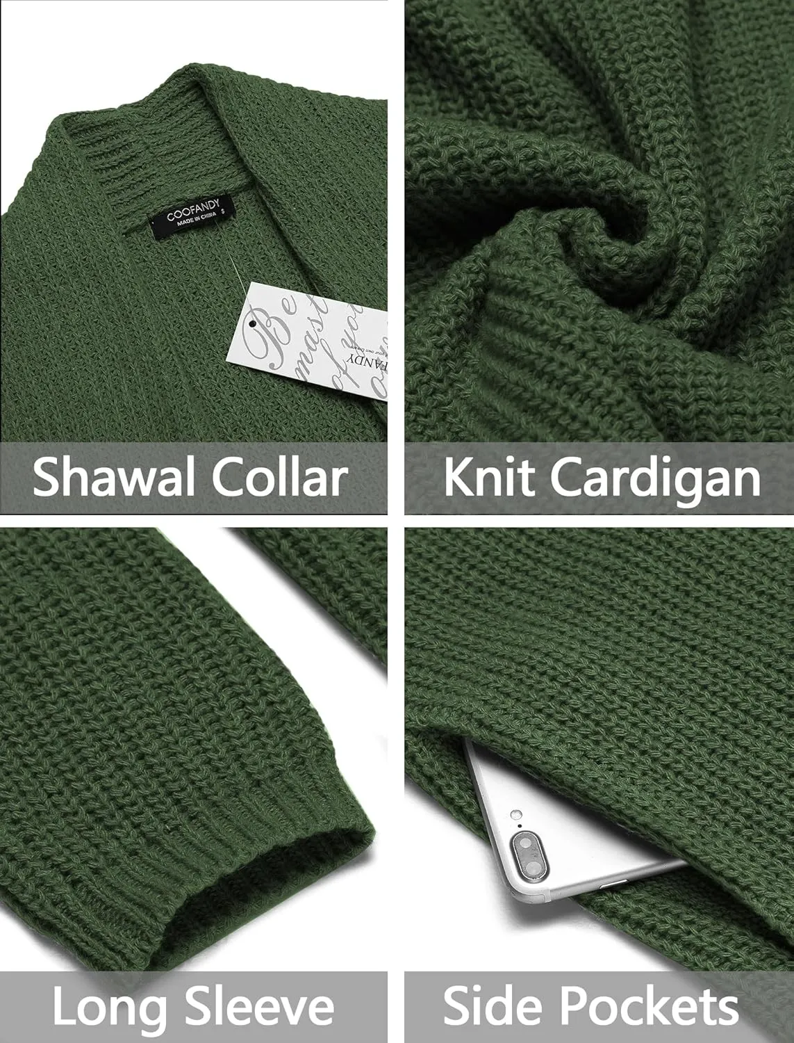COOFANDY Mens Shawl Collar Long Cardigan Knit Ruffle Fashion Sweater Drape Cape