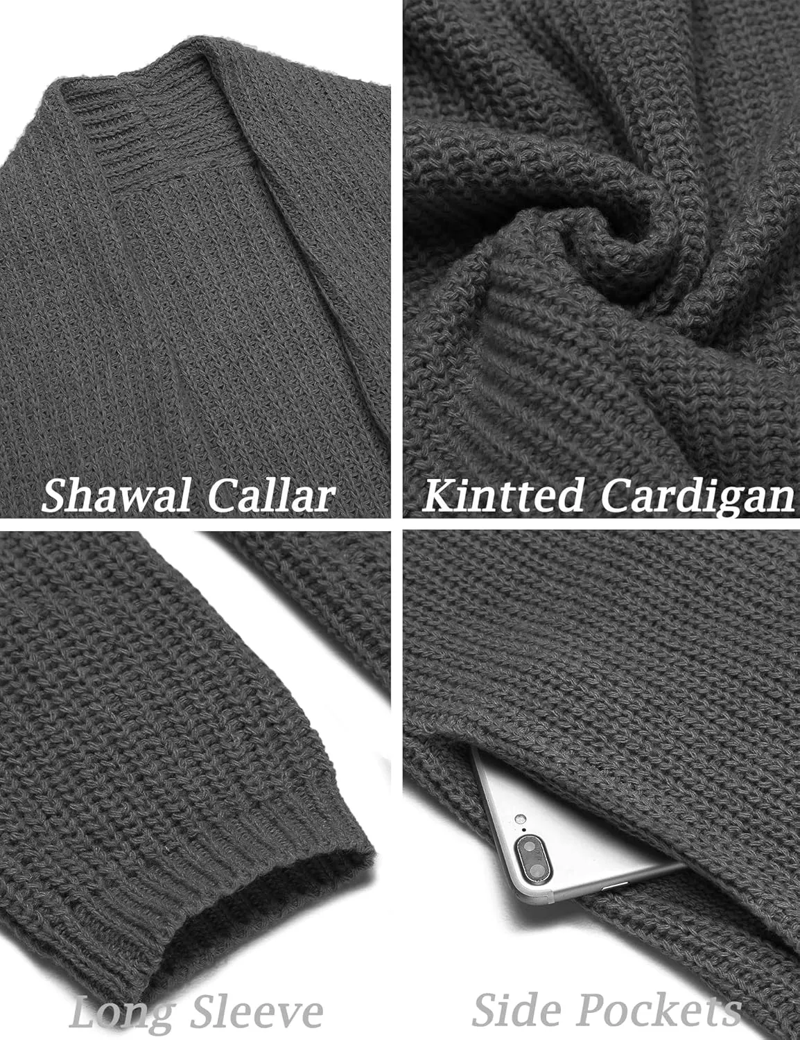 COOFANDY Mens Shawl Collar Long Cardigan Knit Ruffle Fashion Sweater Drape Cape