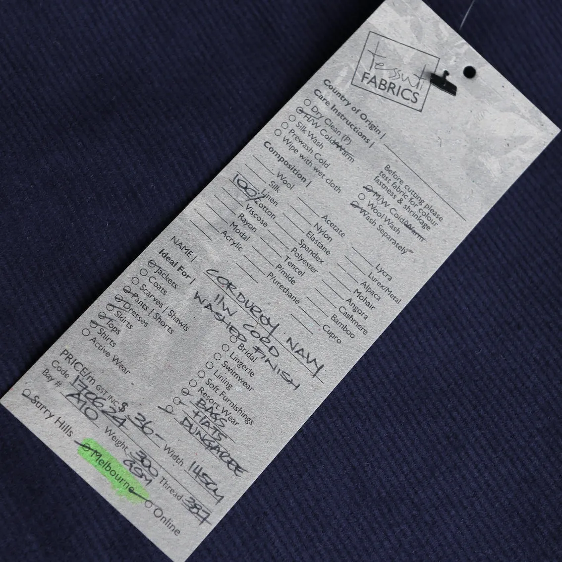 Corduroy Navy - 11 Wale
