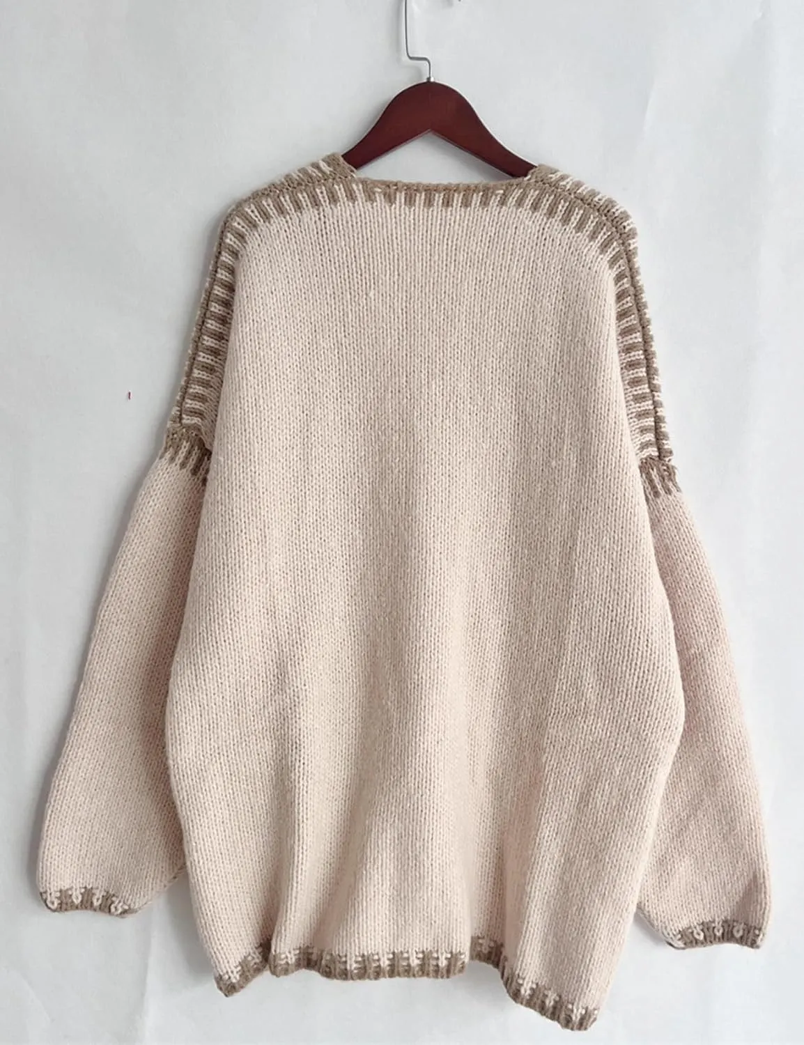 COZYPOIN Womens Fall Cardigan Sweater Casual Knit Cardigan Open Front Colorblocking Oversized Cardigan