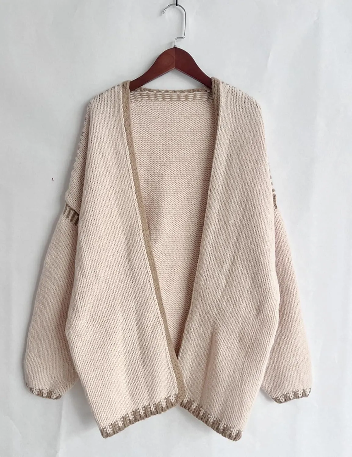 COZYPOIN Womens Fall Cardigan Sweater Casual Knit Cardigan Open Front Colorblocking Oversized Cardigan