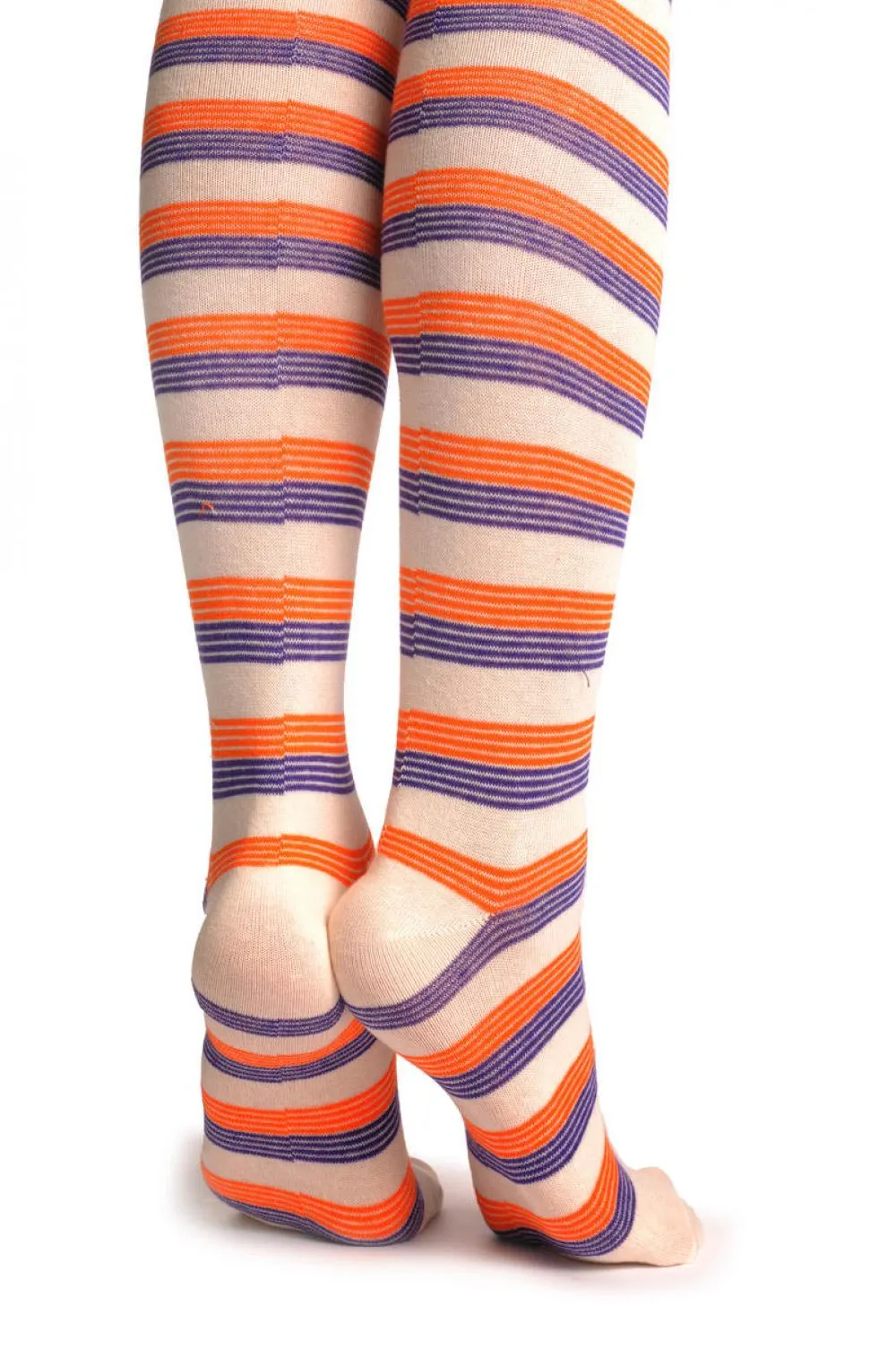 Cream Orange & Purple Thin Stripes