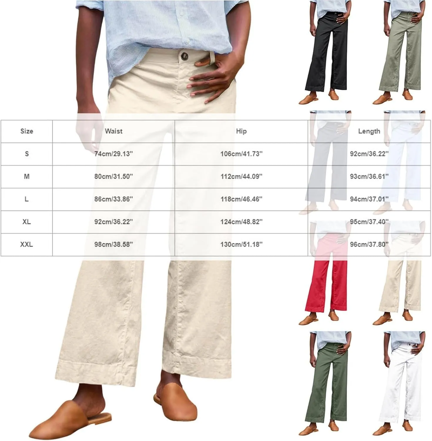 Cropped Linen Pants for Women 2025 Summer Straight Leg Slacks Casual Wide Leg Daily Work Trousers with Pockets
