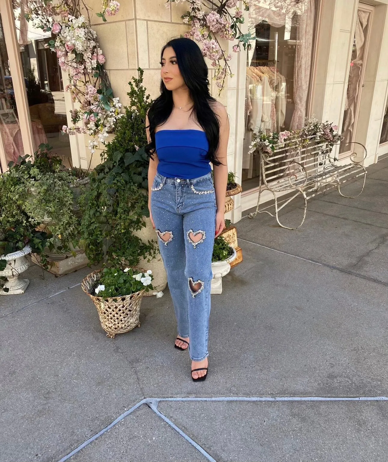 Damsel Embellished Wide legged Jeans
