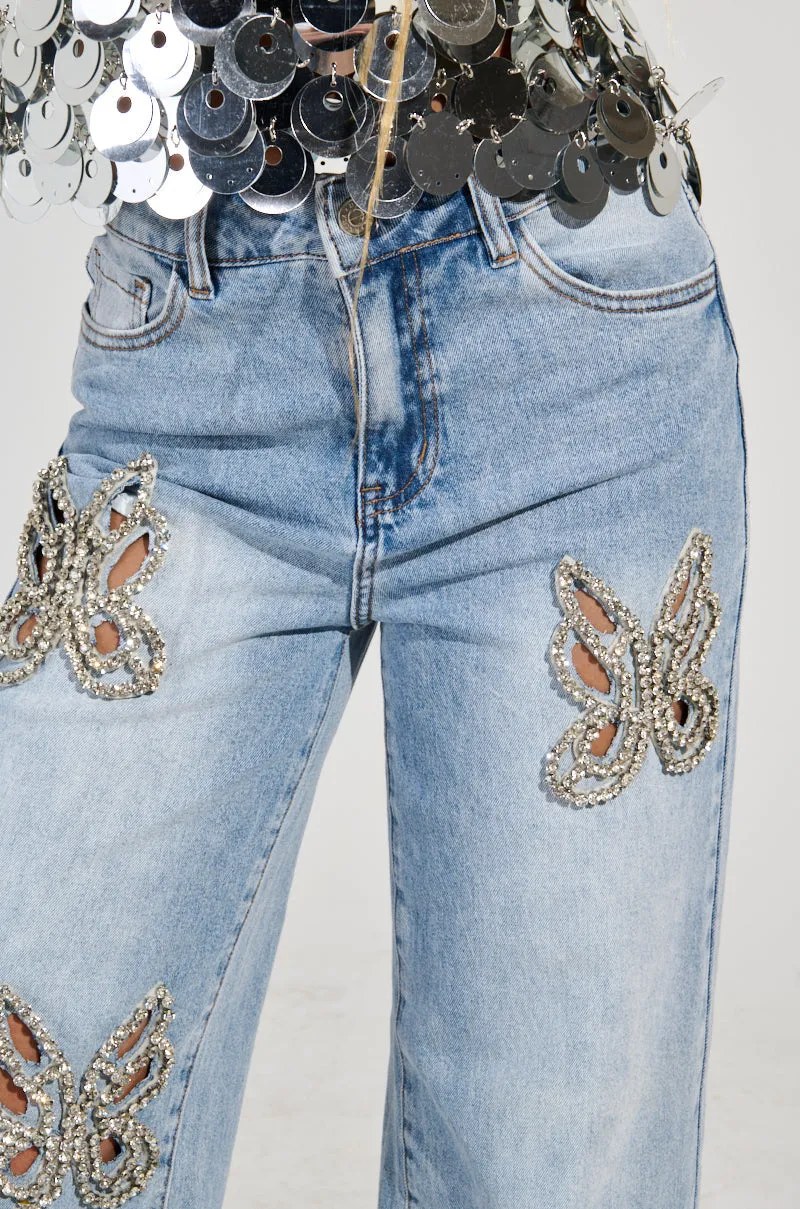 Damsel Embellished Wide legged Jeans