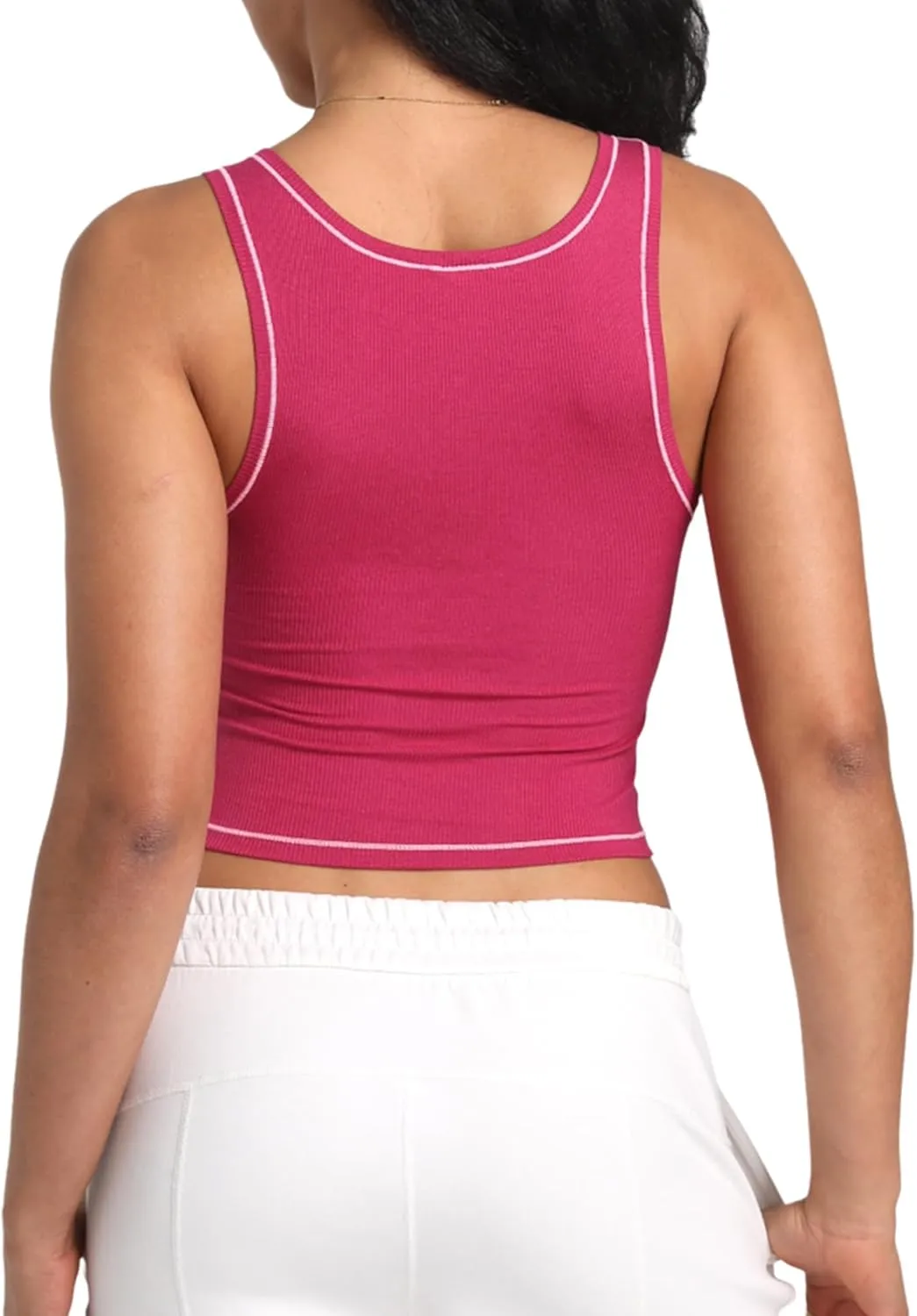 Danysu Women Rib Tank Top Padded Workout Top Square Neck Crop Tank Fitted Basic Cami Tops