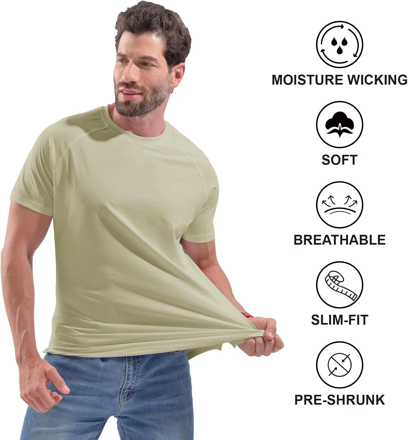 DEOLAX Mens T Shirt Fashion Muscle Crew Neck Mens Tee Shirts Short Sleeve Casual Classic Dry Fit Mens Athletic Tee Shirts