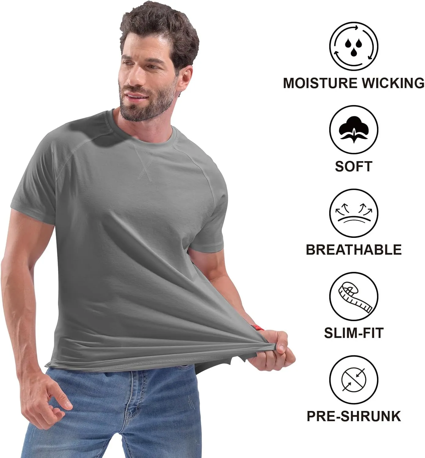 DEOLAX Mens T Shirt Fashion Muscle Crew Neck Mens Tee Shirts Short Sleeve Casual Classic Dry Fit Mens Athletic Tee Shirts
