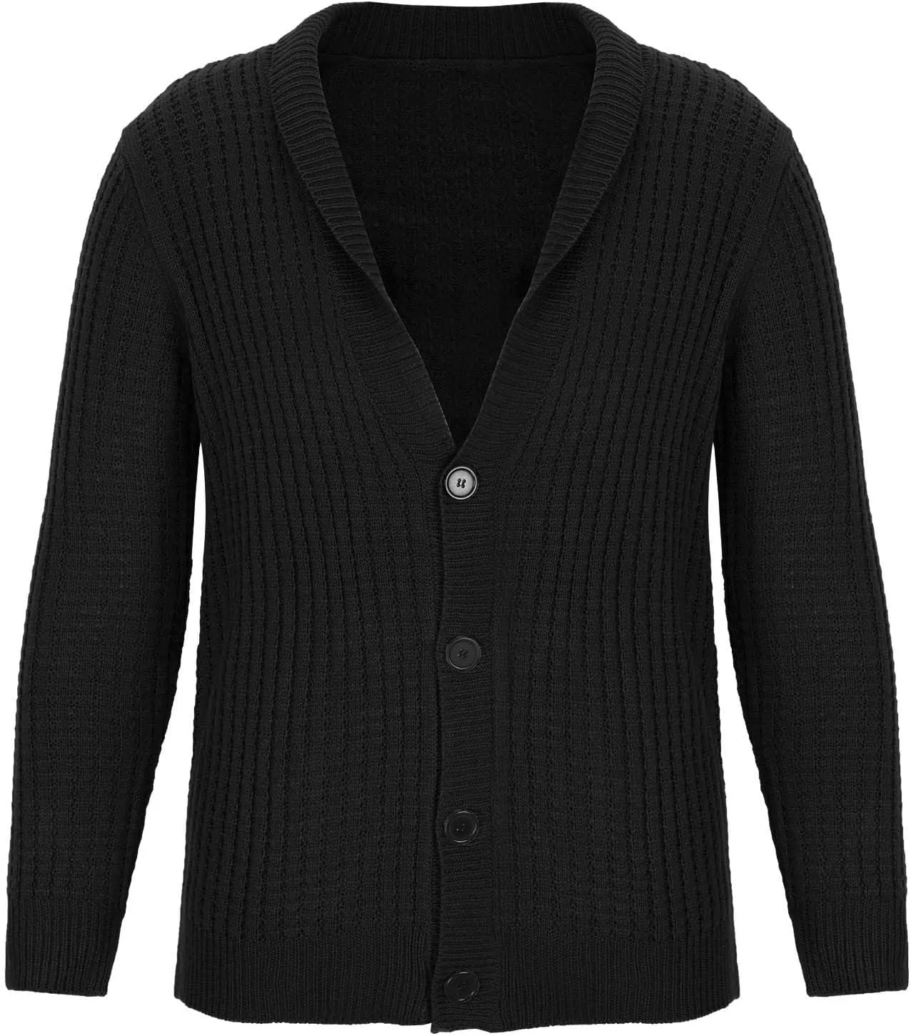 Dgoopd Mens Long Sleeve Cardigan Sweater Casual Shawl Collar Buttons Down Cable Knit Sweater Solid Color Winter Sweater