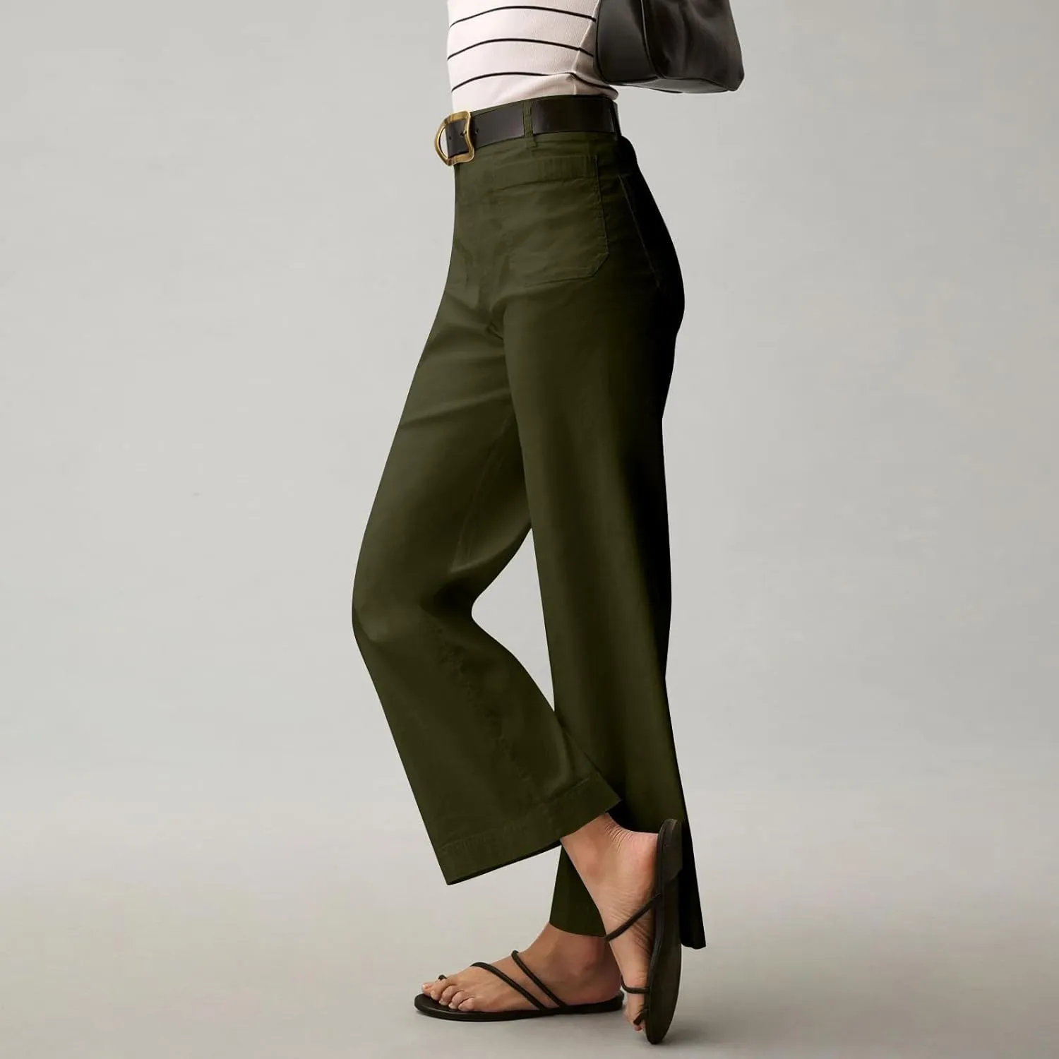 Dress Pants Women Tummy Control High Waist Chino Work Pants Business Casual Wide Leg Trousers Slacks Ankle Jeans