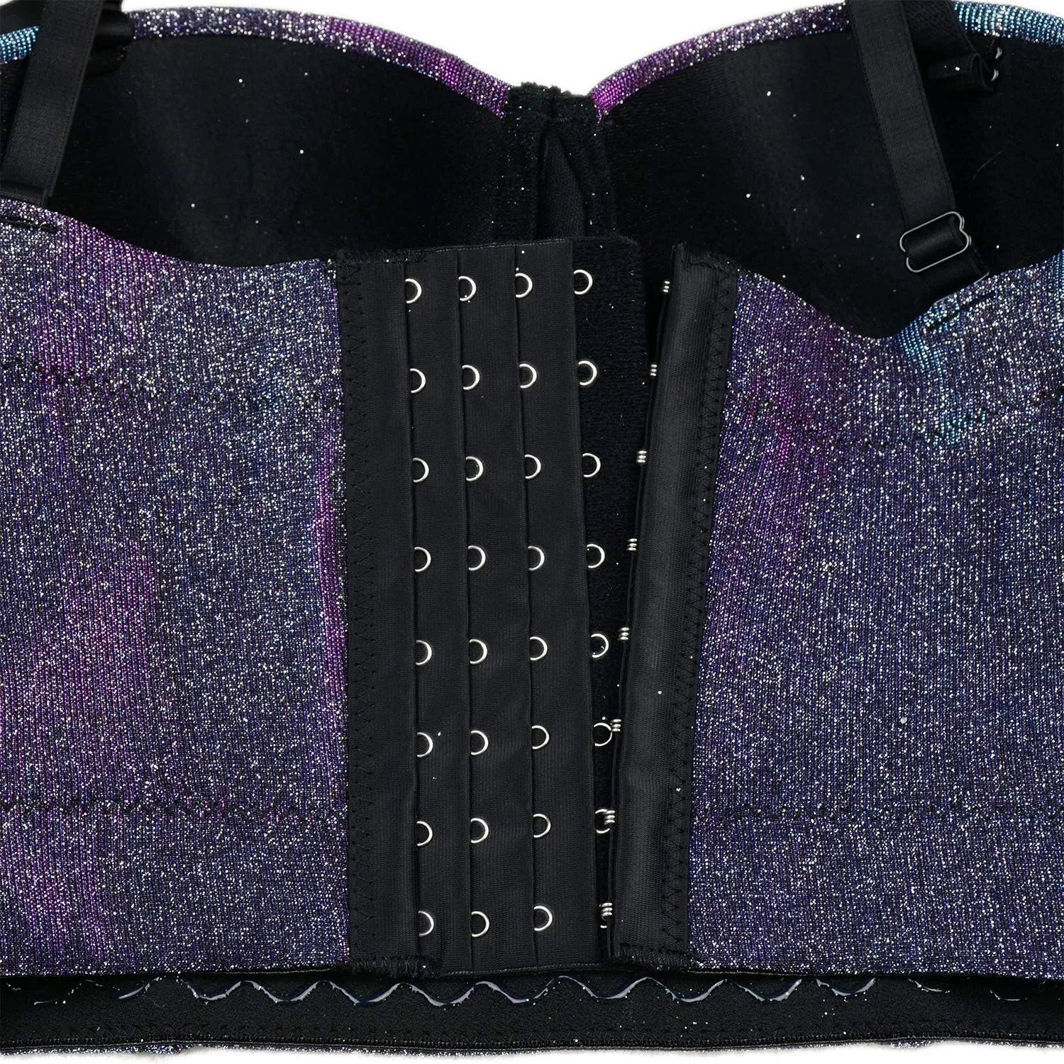 ELLACCI Women's Shiny Bustier Crop Top Sexy Prom Corset Top Bra Gradient Purple