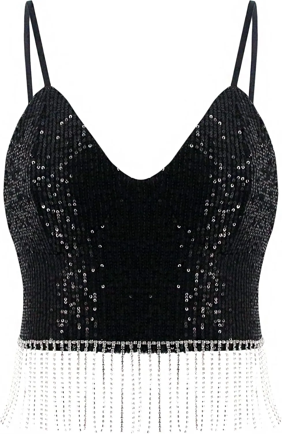 Erinaco Women's Rhinestone Diamond Tank Top Color Beaded Sling Tube Top Bustier Vest Crop Top Sexy Corset Bra Summer