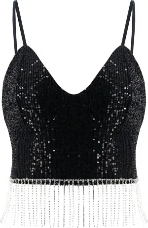 Erinaco Women's Rhinestone Diamond Tank Top Color Beaded Sling Tube Top Bustier Vest Crop Top Sexy Corset Bra Summer