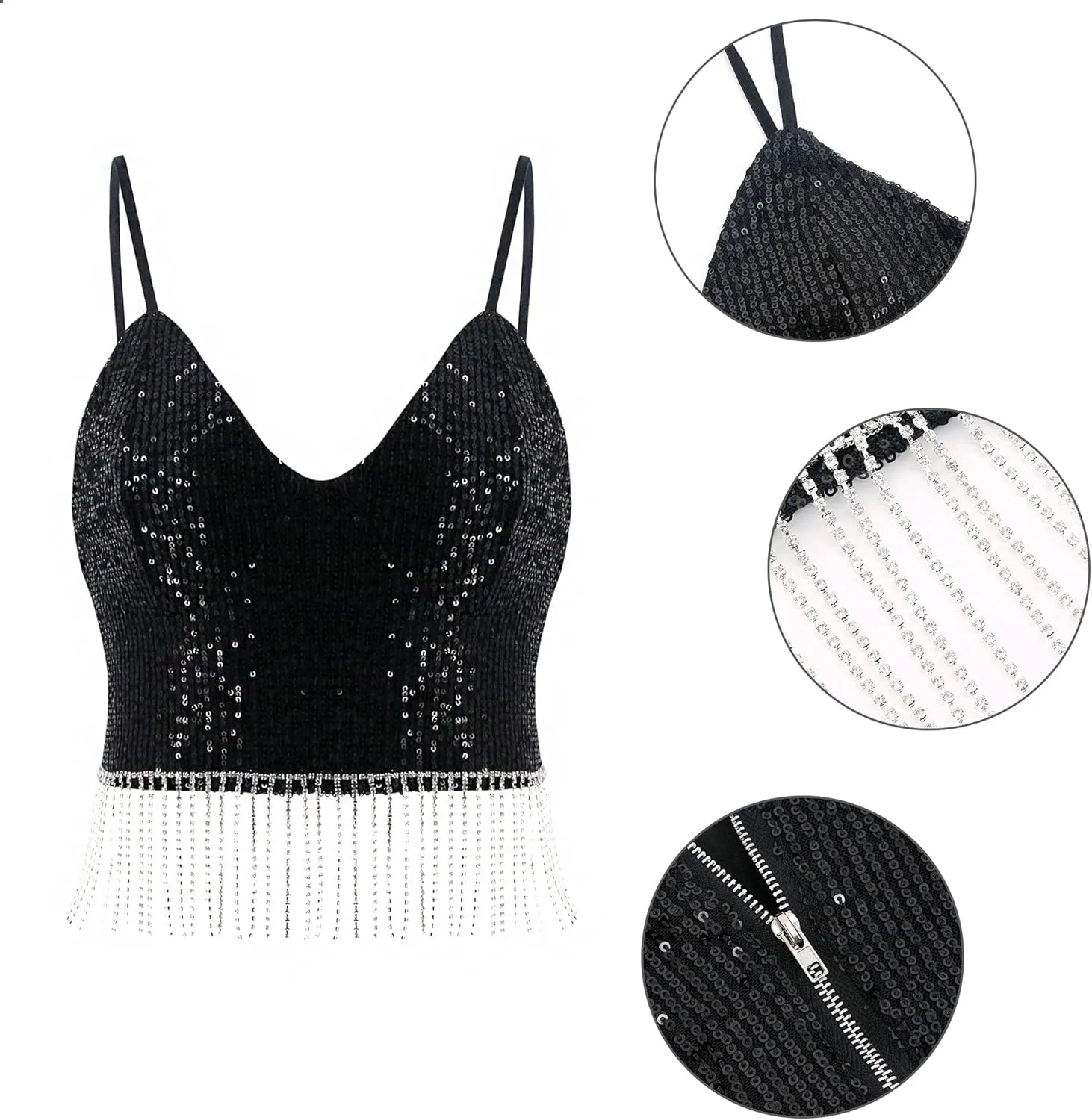 Erinaco Women's Rhinestone Diamond Tank Top Color Beaded Sling Tube Top Bustier Vest Crop Top Sexy Corset Bra Summer