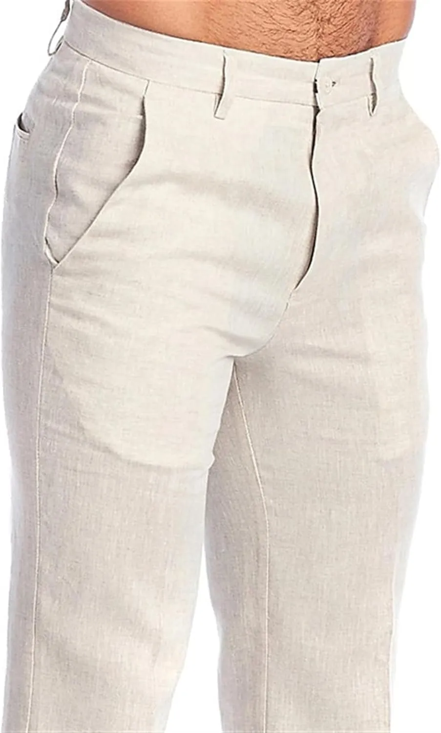 evzosrz Men's Casual Linen Pants Solid Loose Fit Fall Spring Trousers Lightweight Beach Yoga Pajamas Bottoms with Pockets