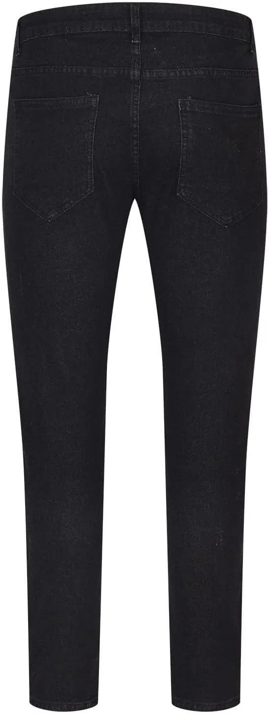 evzosrz Mens Skinny Stretch Denim Pants Slim Fit Ripped Tapered Jeans Distressed Destroyed Ripped Freyed Holes Skinny Trouser