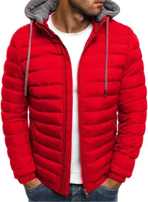 evzosrz Mens Zipper Jacket Warm Thick Leisure Cotton-padded Sweatshirt Long Sleeve Autumn Winter Hooded Coat with Pocket