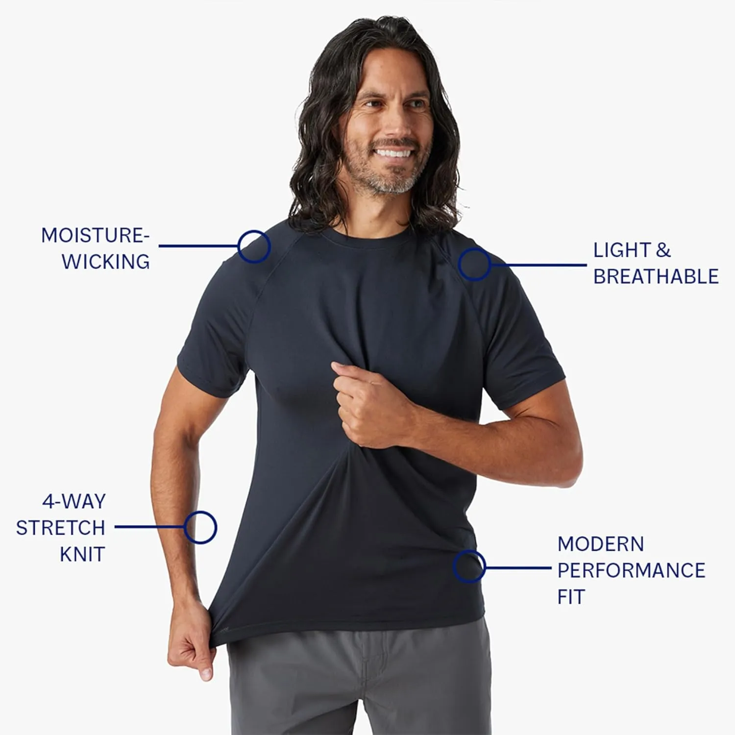 Fair Harbor The BreezeKnit Performance Tee  Men's Ultrasoft Performance T-Shirt  Quick Dry, Moisture Wicking Fabric
