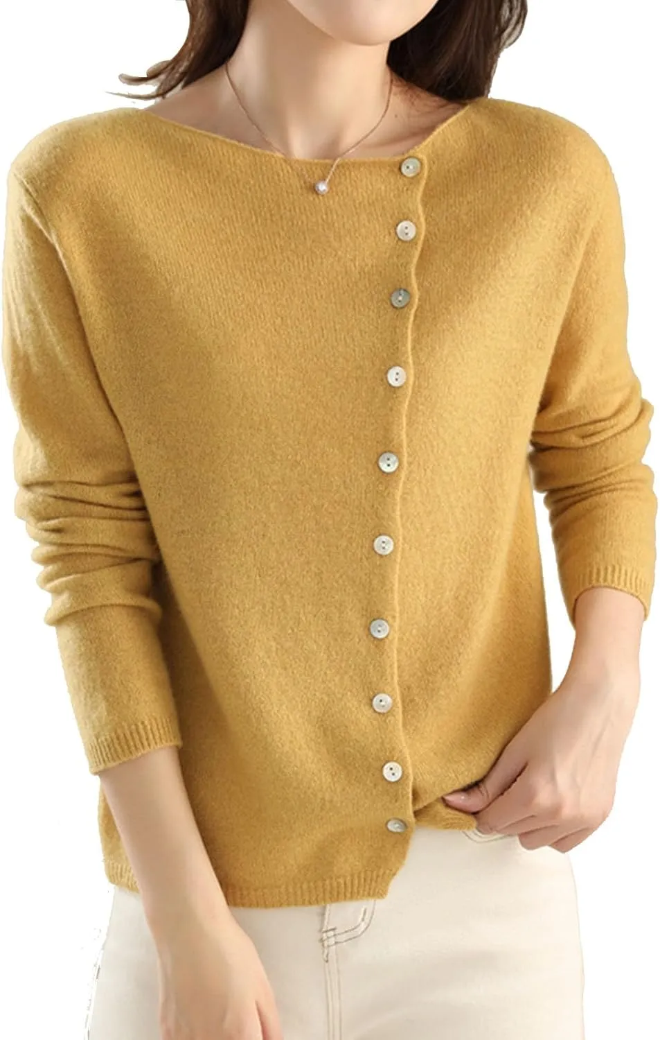 Faux Cashmere Cardigan Sweaters for Women, Open Front Cropped Cardigan Sweater, Long Sleeve Crewneck Knit Cardigan