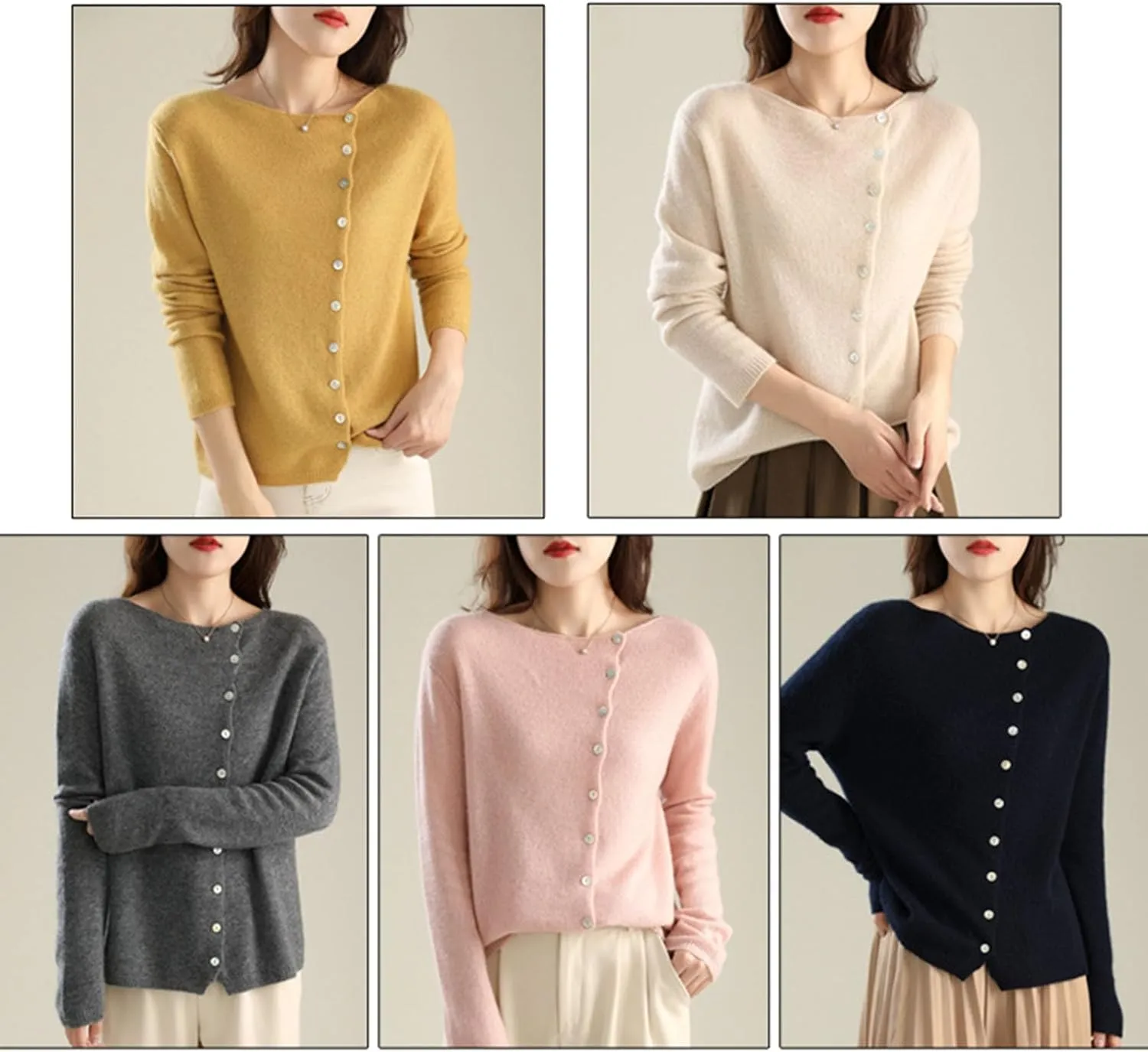 Faux Cashmere Cardigan Sweaters for Women, Open Front Cropped Cardigan Sweater, Long Sleeve Crewneck Knit Cardigan