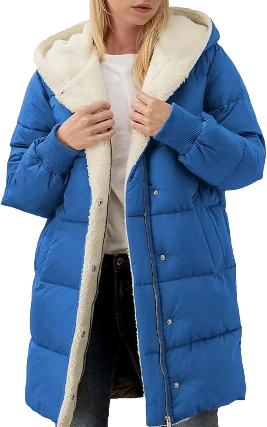 Faux fur Hood Snow Parka Hooded Puffer Jacket Lightweight Winter Coat Winter Puffer Coats Womens Winter Jacket Warm