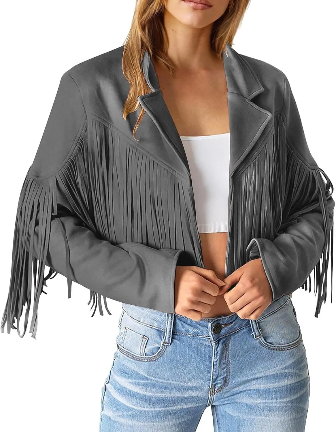 Faux Leather Jackets for Women 2025 Fashion Moto Biker Jacket Fall Winter Fringe Cowboy Cropped Jacket Cool Cardigan