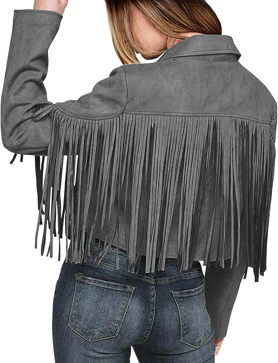 Faux Leather Jackets for Women 2025 Fashion Moto Biker Jacket Fall Winter Fringe Cowboy Cropped Jacket Cool Cardigan