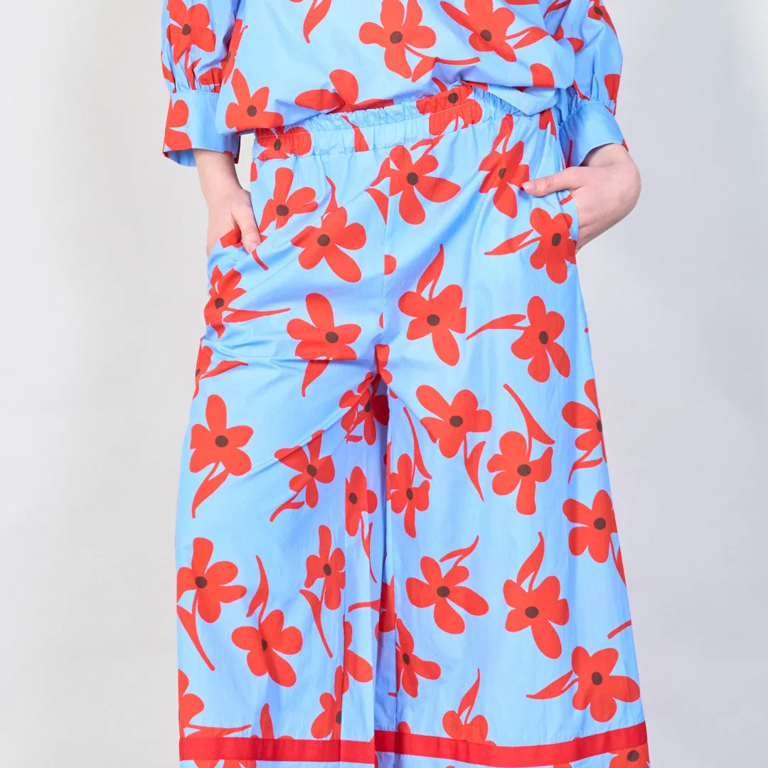 Floral print wide-leg trousers wholesale