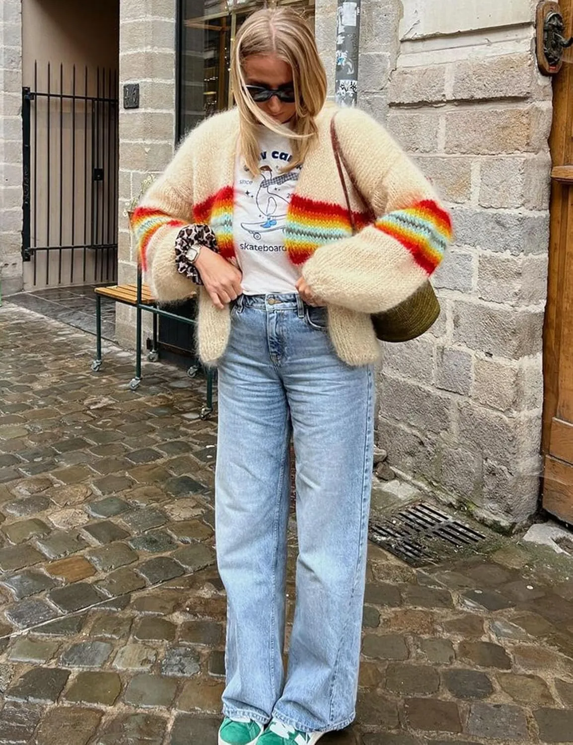 Flygo Fall Cardigans for Women 2024 Color Block Striped Cardigan Sweater Lightweight Open Front Cardigan Sweaters Tops