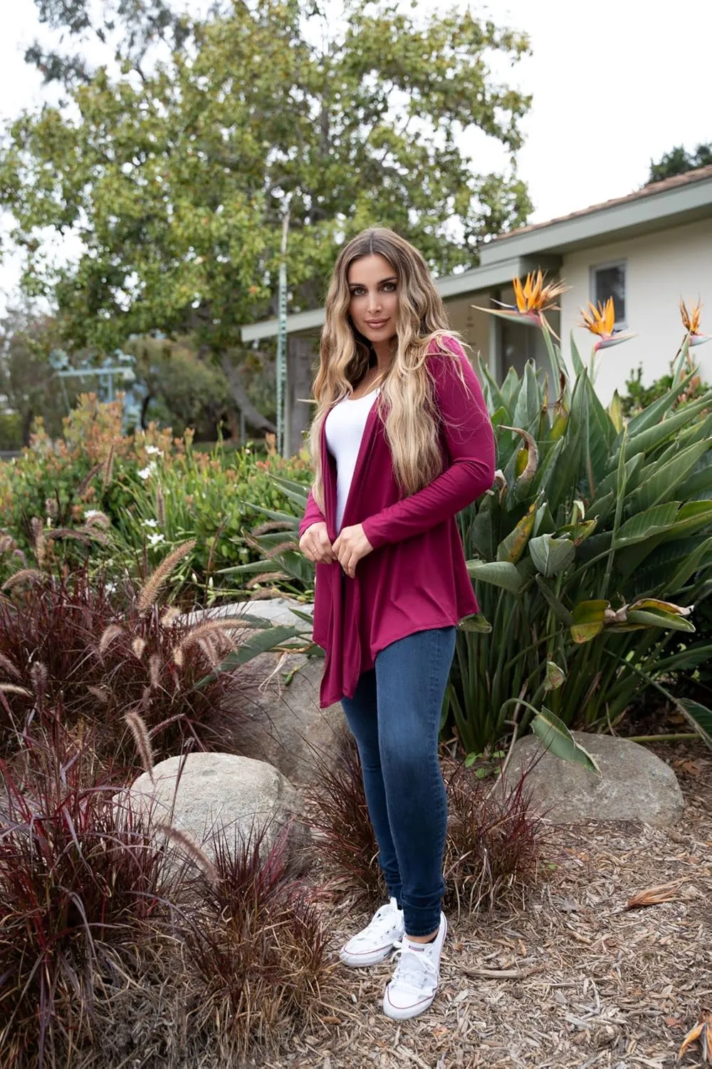 Free to Live 3 Pack Long Sleeve Cardigan for Women Open Front Dressy Casual Fall Draped Lightweight Sweaters Cover Up Shrugs