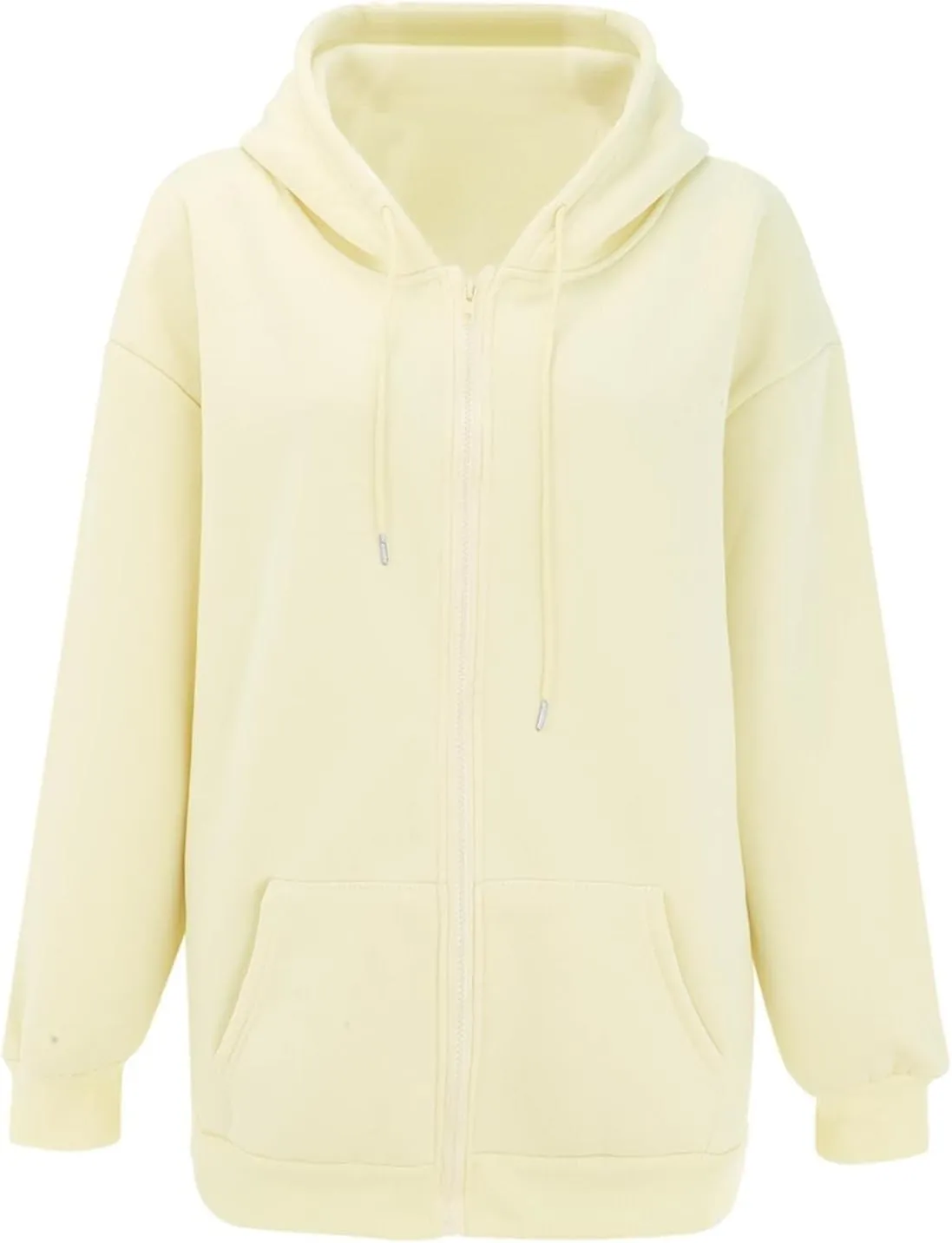 fuzzy jackets for women Women's Fall Jacket Oversized Pocket Sweatshirt Casual Drawstring Clothing Zipper