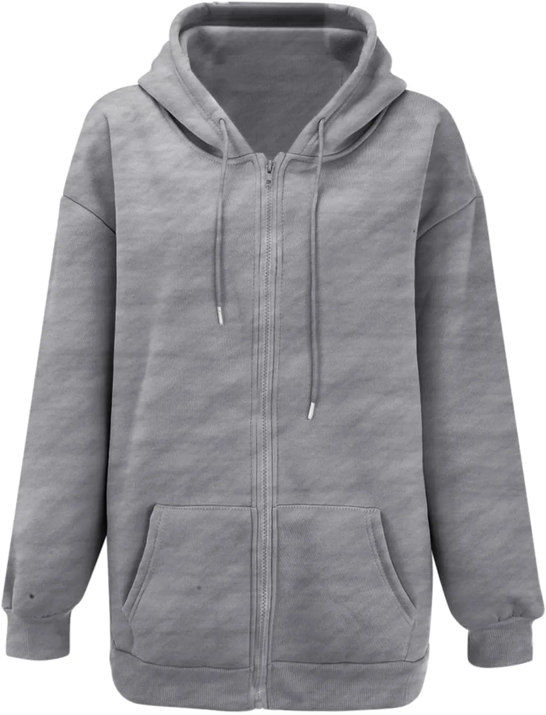 fuzzy jackets for women Women's Fall Jacket Oversized Pocket Sweatshirt Casual Drawstring Clothing Zipper