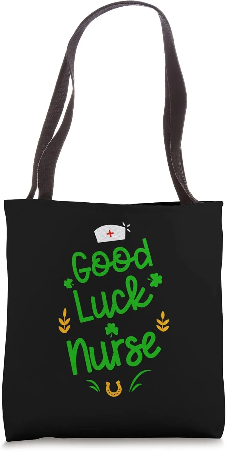 Good Luck Nurse Shamrock Horseshoe St Patricks Day Tote Bag