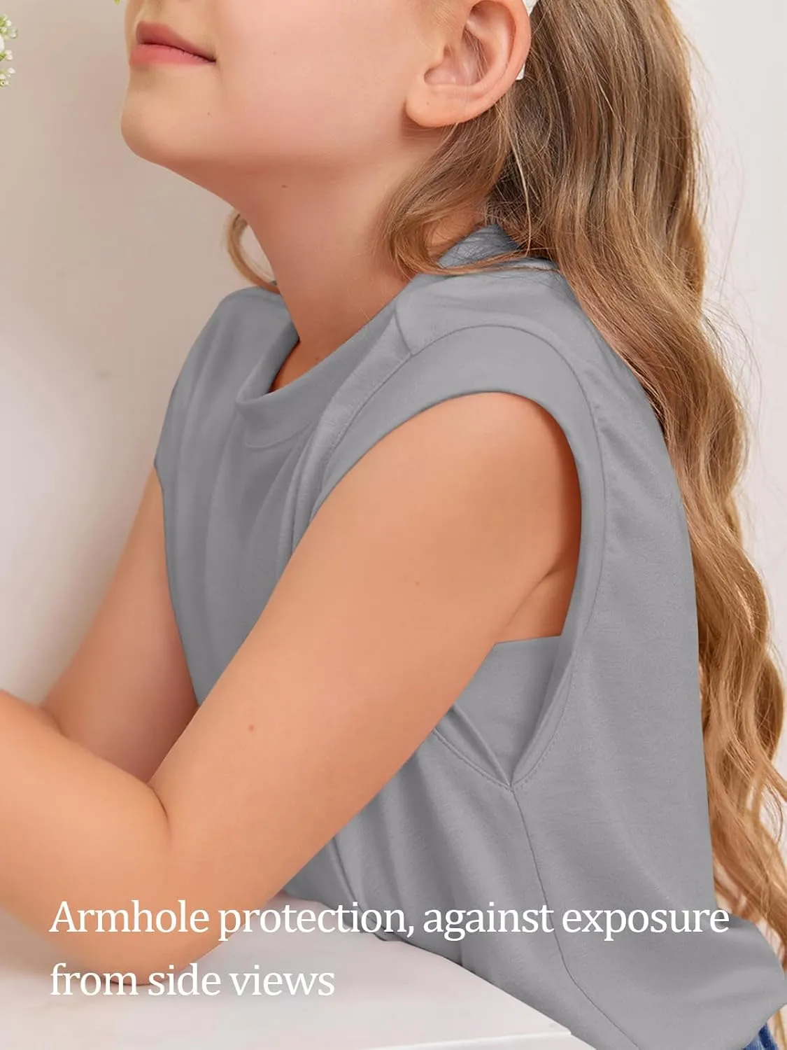 Haloumoning Girls Cap Sleeve Tops Summer Crewneck Tank Tops Cute T-Shirt Blouse 5-14 Years
