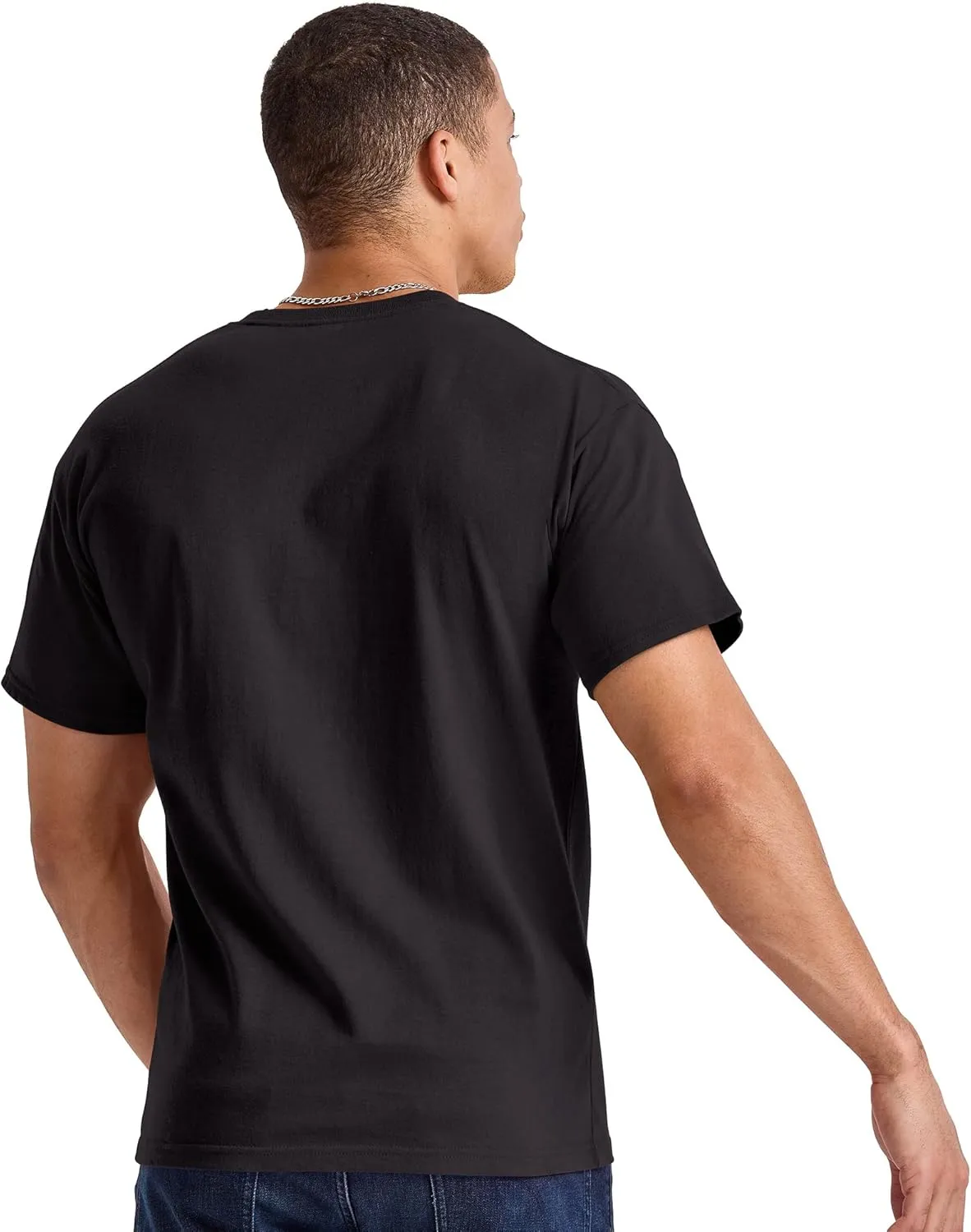 Hanes Men's Essentials Short-Sleeve Pocket T-Shirt Pack, Cotton Crewneck Tee, 3-Pack
