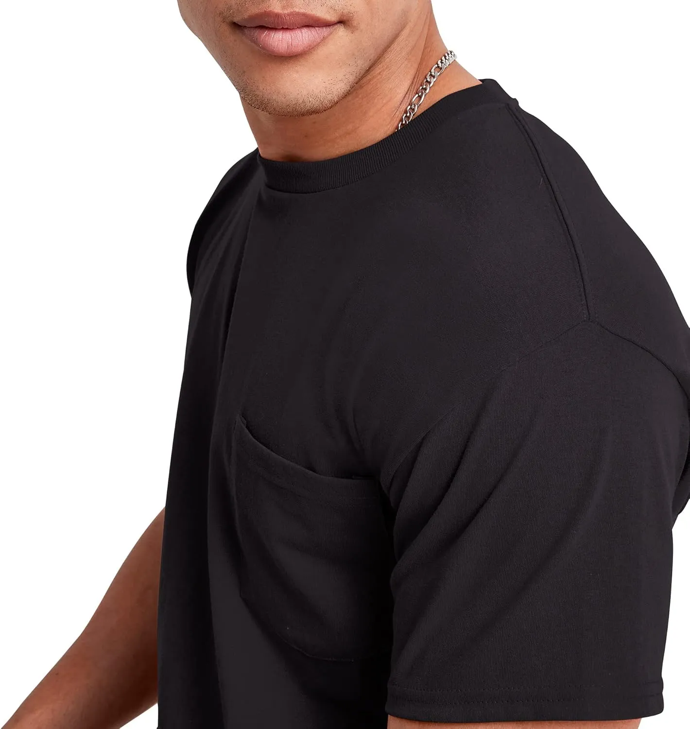 Hanes Men's Essentials Short-Sleeve Pocket T-Shirt Pack, Cotton Crewneck Tee, 3-Pack