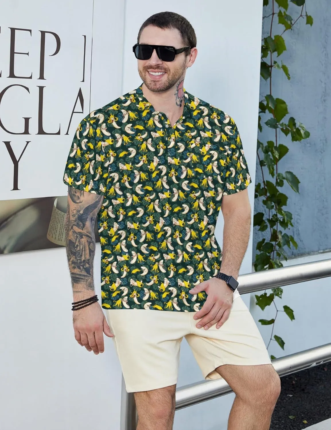 Henley Shirts for Men Short Sleeve Henley T Shirts Band Collar Men's Summer Athletic Tee