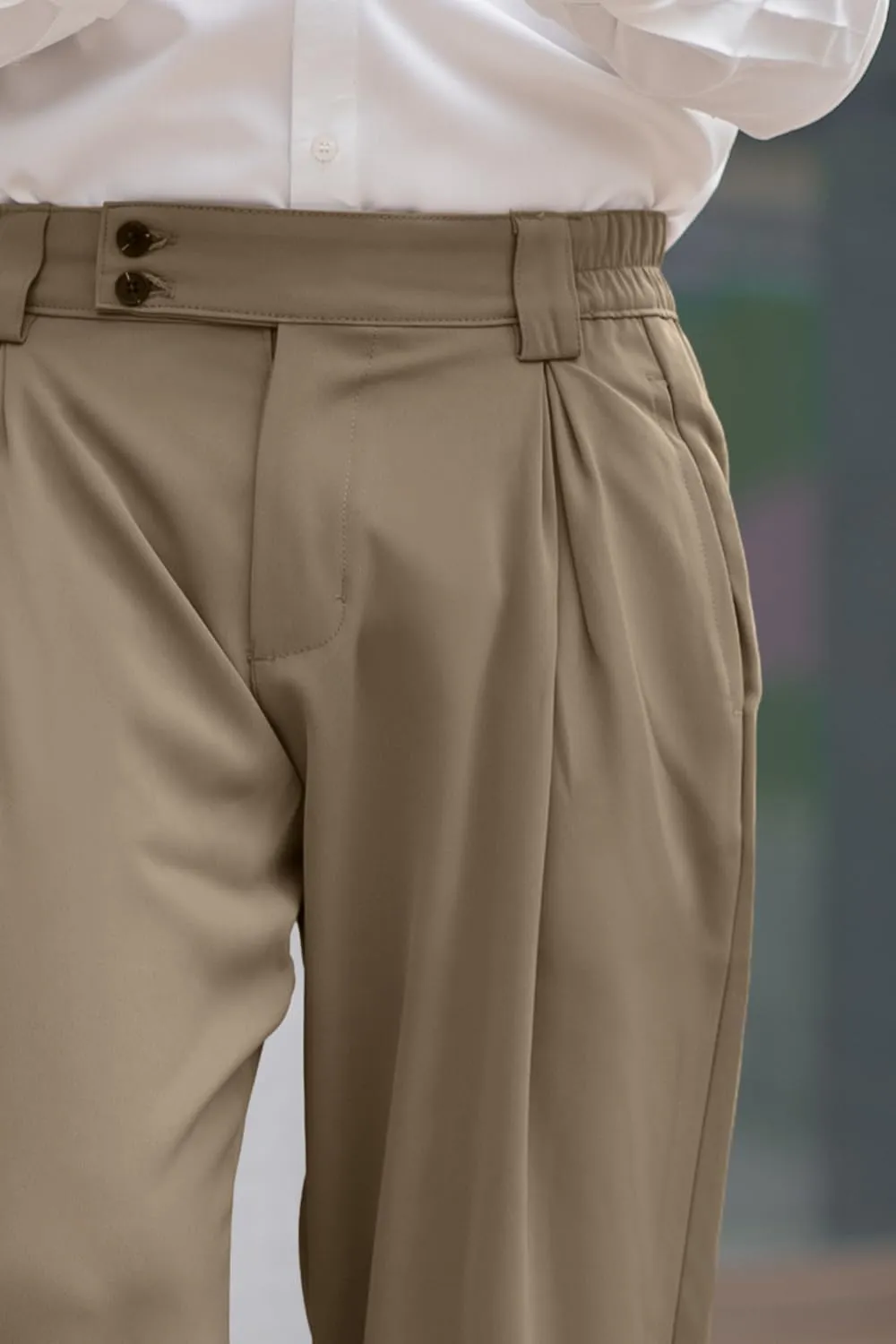 Heyfanee Men's Casual Dress Pants Elastic Waist Loose Fit Straight Leg Trousers for Men