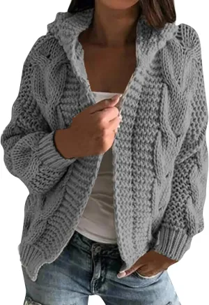 Holiday Hood Long Sleeve Sweater Ladies Cocktail Basic Hooded Regular Fit Windbreaker Women Knit Soft Solid