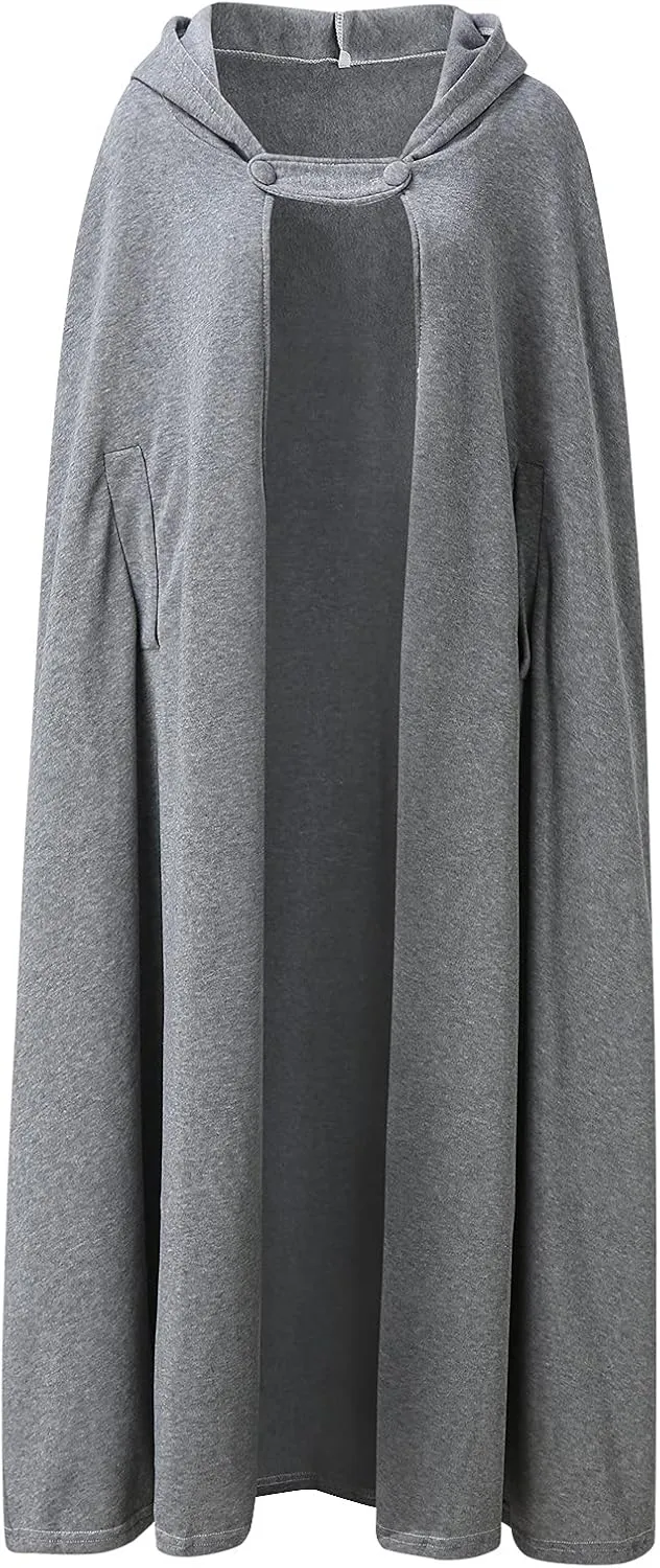 Hooded Cloak Hooded Long Women Cape Winter Vintage Overcoat Fashion Button Cloak Woolen Coat