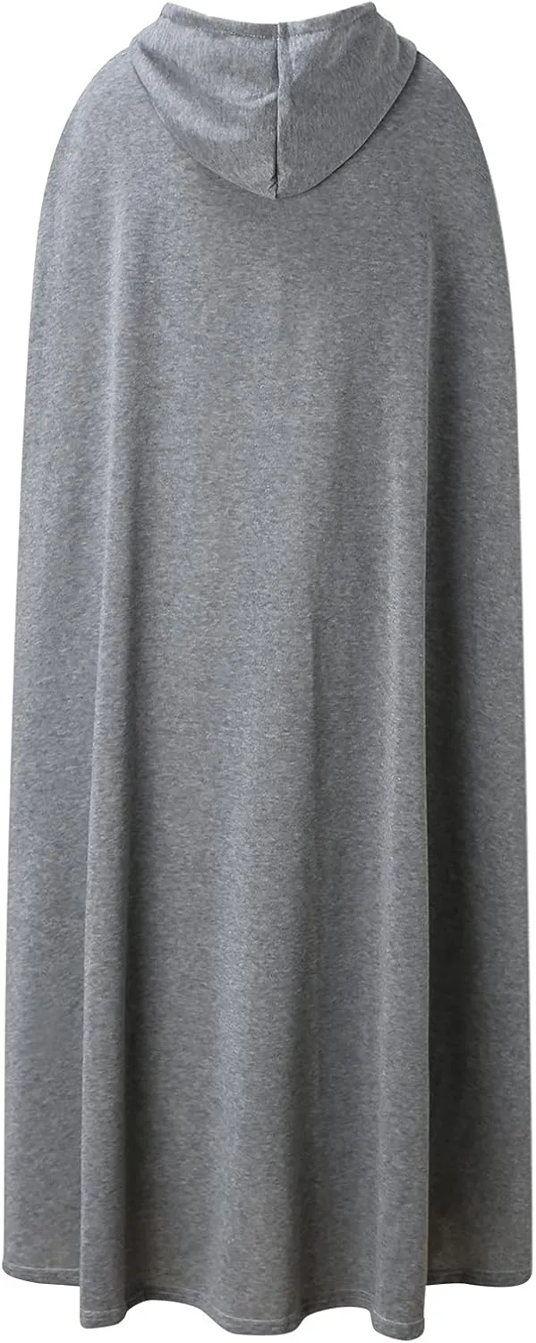 Hooded Cloak Hooded Long Women Cape Winter Vintage Overcoat Fashion Button Cloak Woolen Coat