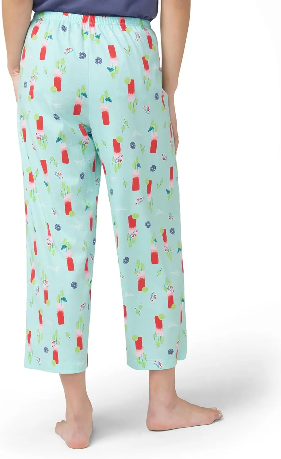 HUE Women's Summer Vacation Pajama Separates, Soft, Whimsical Print Pjs with Tropical Beach Themes, Flip Flops, Cocktails