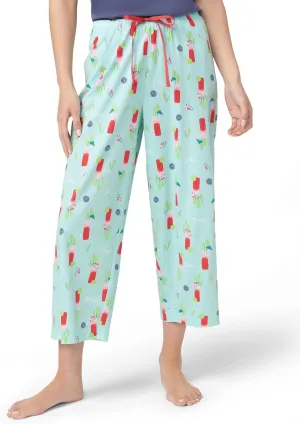 HUE Women's Summer Vacation Pajama Separates, Soft, Whimsical Print Pjs with Tropical Beach Themes, Flip Flops, Cocktails